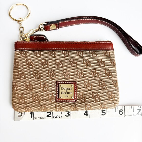 Dooney & Bourke Logo Canvas Wristlet with Key Ring Retro Chic Small Wallet - Picture 3 of 6